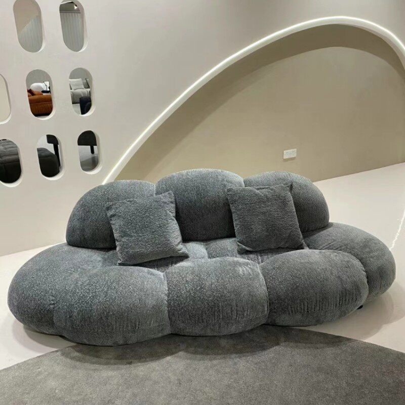 意式轻奢极简异形北欧设计师雪尼尔个性弧形现代客厅云朵布艺沙发
