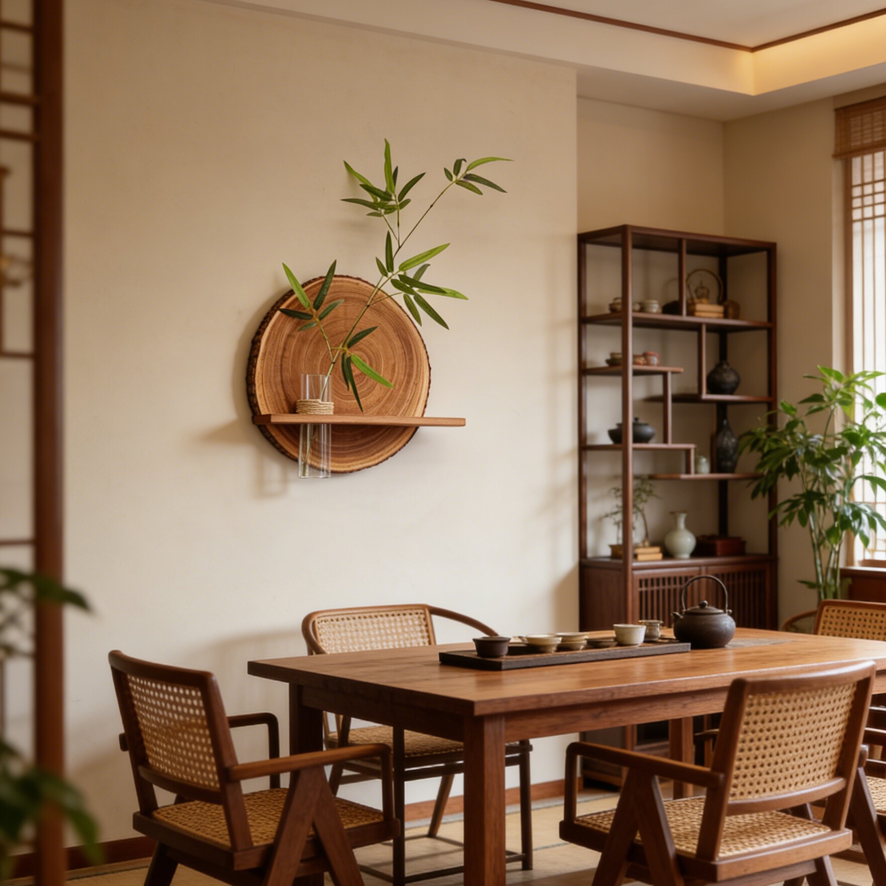 原木实木壁挂式花瓶上墙面水培绿植免打孔客餐厅沙发背景年轮装饰