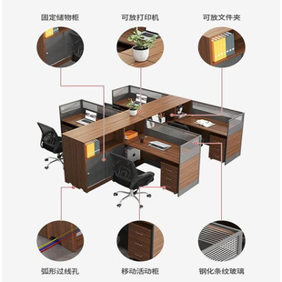 6人多位财务桌办公家具 办公室办公桌职员桌椅组合简约现代屏风4