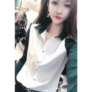 L质正装 女长袖 职业衬衣工 白衬气衫 高档秋冬新港风洋O气撞色雪纺款