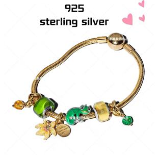 S925纯银金色花瓣变色龙糖果琉璃珠精致手链套装DIY个性手链