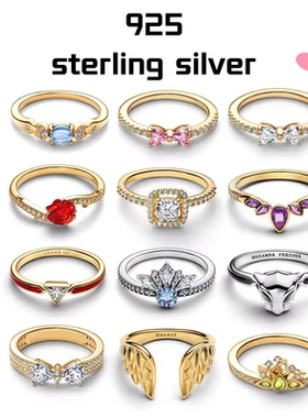 [新品]S925纯银爱心戒指银色pavé密镶精致可叠戴礼物