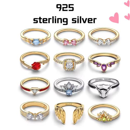 [新品]S925纯银爱心戒指银色pavé密镶精致可叠戴礼物