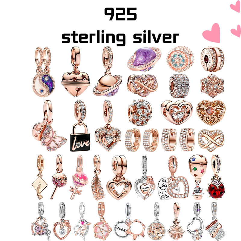 玫瑰金吊坠 雪花心形鱼形耳环串珠 适用于项链手链DIY制作