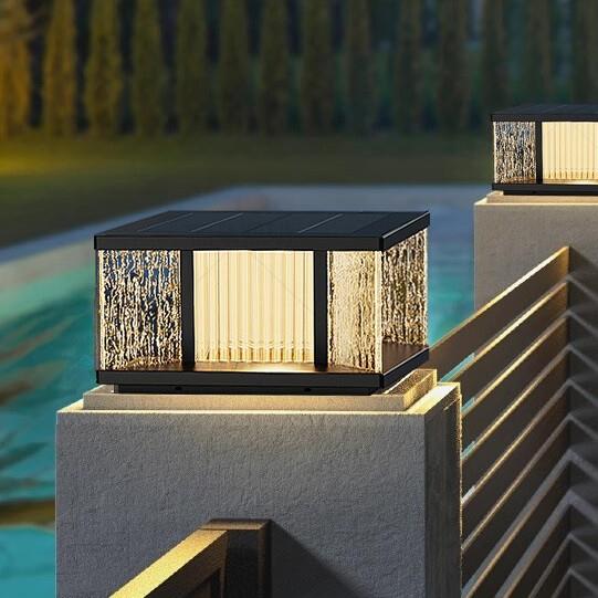 新款太阳能柱头灯户外防水花园别墅庭院柱子灯室外大门立柱灯接电