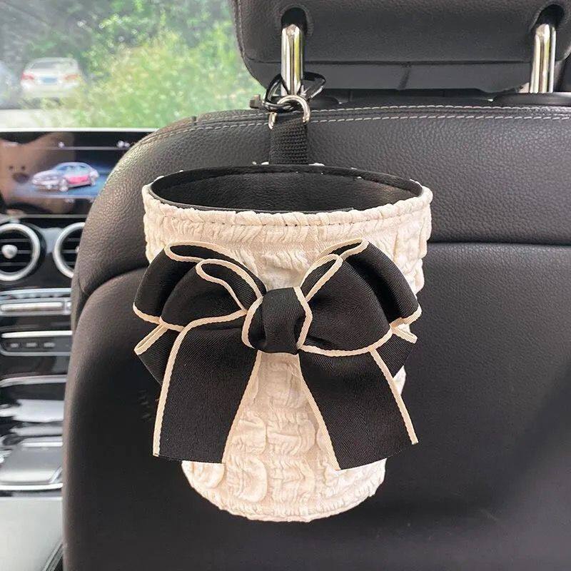 多功能座椅背挂式车载抽纸盒创意泡芙褶皱花纸袋垃圾桶纸巾盒