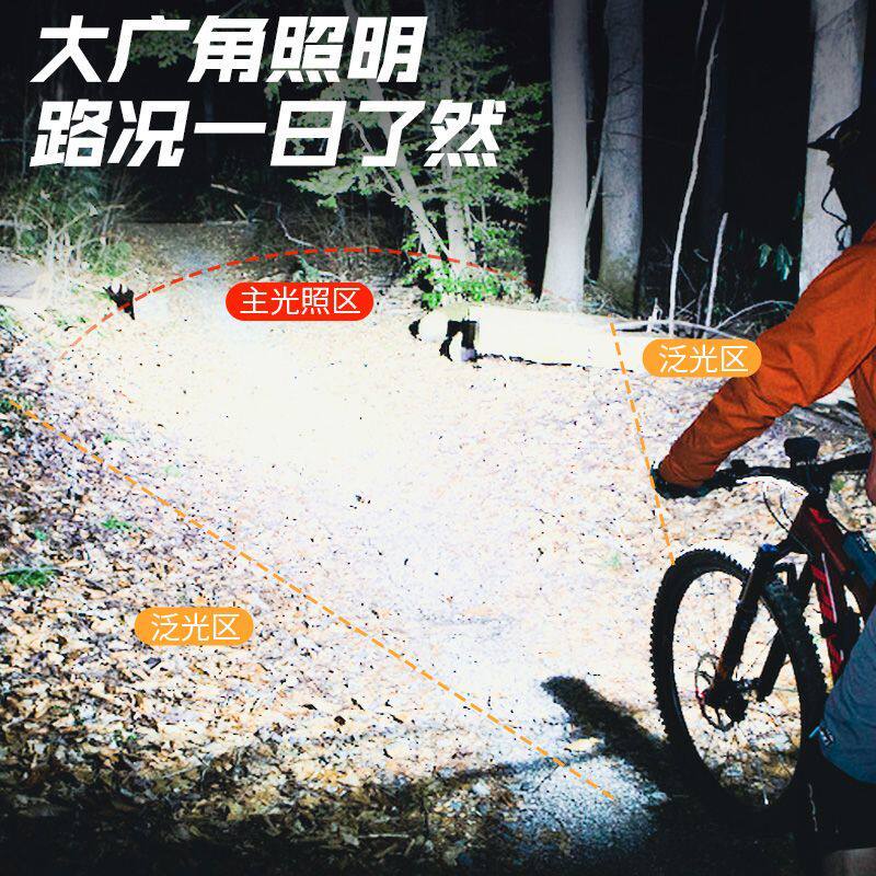 单车学生儿童夜行装备可充电防水远射超亮强光自行车前灯配件