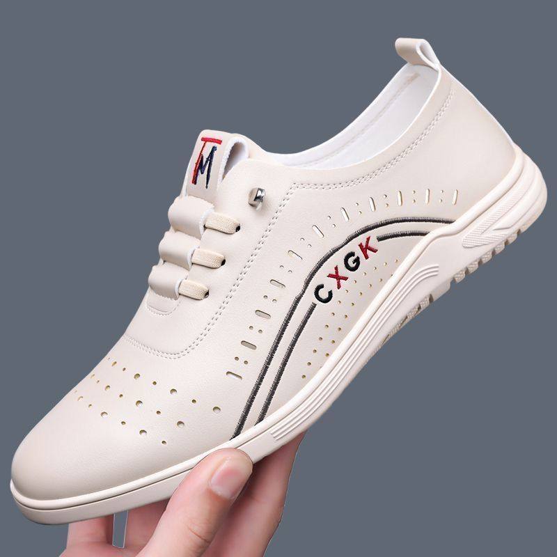 凉鞋男士夏季镂空休闲皮鞋透气百搭一脚蹬中年爸爸鞋软底休闲板鞋,流行男鞋,单鞋,淘宝优惠券,粉丝福利购,淘宝优惠卷