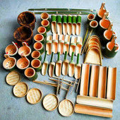 竹子玩沙玩水戏水工具竹水渠引水管道水管幼儿园沙水池玩水区玩具