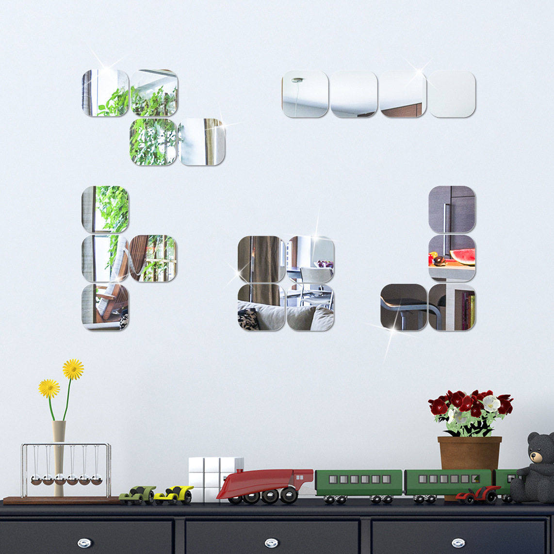 镜面墙贴现DIY艺术家居装饰正方形贴纸客厅卧室亚克力镜墙壁画,家居饰品,镜面贴,淘宝优惠券,粉丝福利购,淘宝优惠卷