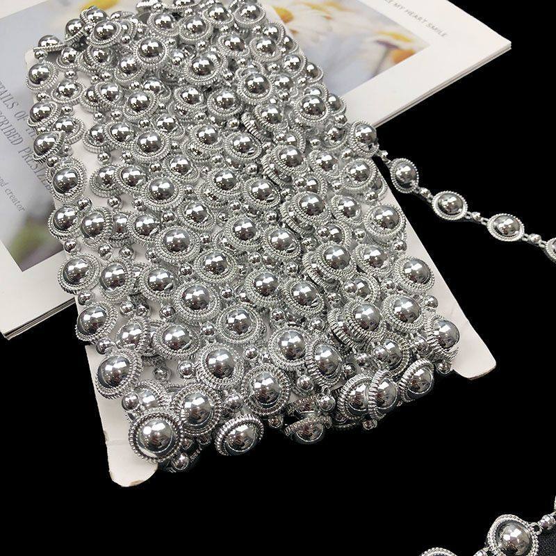 1.4cm银色珠子链条花边钻链装饰裙摆帽子材料民族服装配饰辅助料,特色手工艺,其他特色工艺品,淘宝优惠券,粉丝福利购,淘宝优惠卷