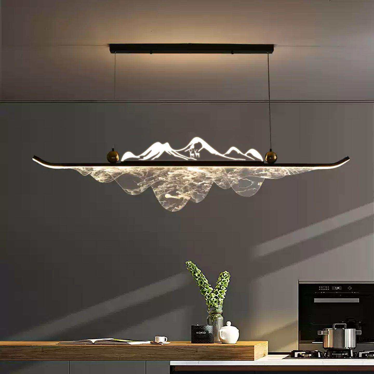 餐厅吊灯现代简约饭厅茶室轻奢新款岛台前台中式艺术高级感灯具