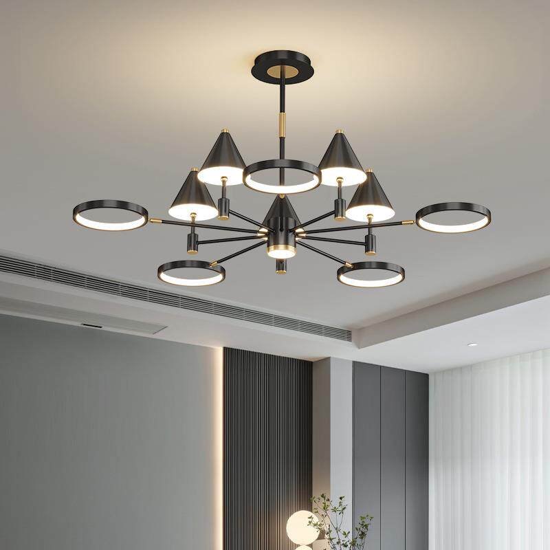 后现代吊灯大气简约客厅卧室灯北欧设计师创意个性黑白色led灯具