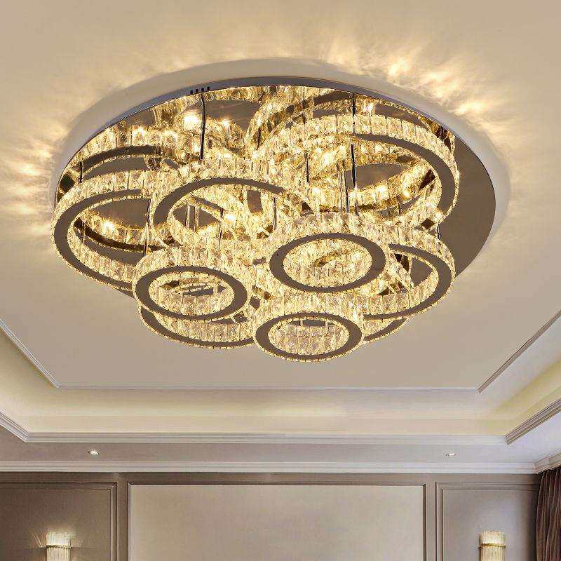 水晶灯客厅主灯2025新款圆形led吸顶灯简约现代大气轻奢卧室灯具