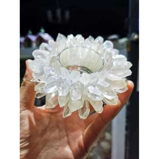 天然白水晶晶柱手工原矿烛台白水晶碎石烛台外贸热销款工厂直销
