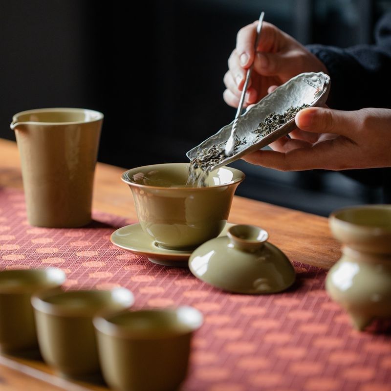 陶瓷中式汝窑功夫茶具v套瓷整套礼盒装陶瓷盖碗泡茶茶具,餐饮具,整套茶具,淘宝优惠券,粉丝福利购,淘宝优惠卷