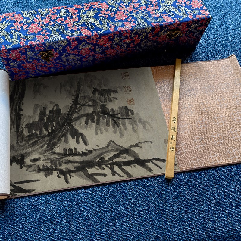 吴镇 竹谱图纸本水墨工笔画y高清微喷复制手卷装裱装饰画稿临摹