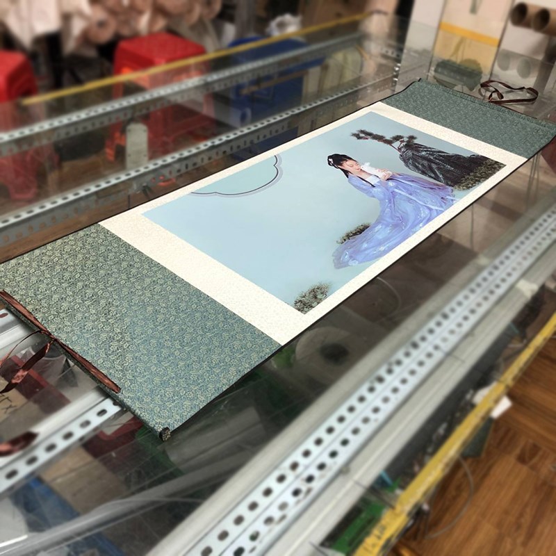 写真照片婚纱照来图定制聚会照签到卷轴丝绸卷Q轴挂画全家福卷轴