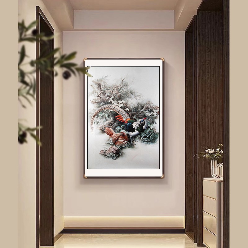 苏绣DIY套件初学 锦鸡图 大画心57E*40 客厅玄关卧室 刺绣装饰画图片