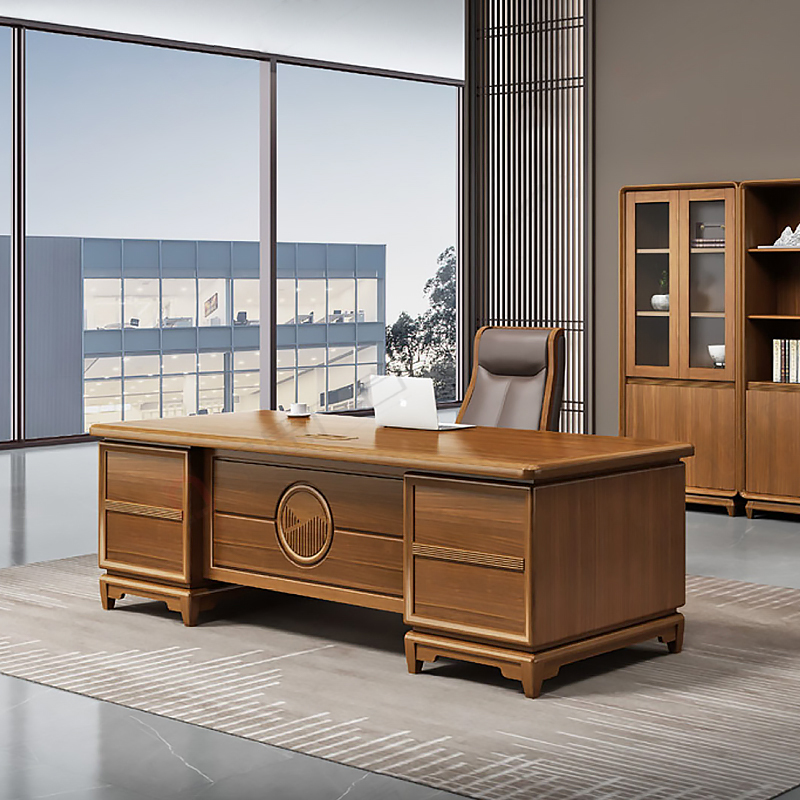 新中式实木老板i总裁桌董事长CEO总经理现代简约大班台办公桌椅子