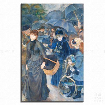 雨伞 Renoir 雷诺q阿装饰画印象派艺术家居客厅书房卧室酒吧时装