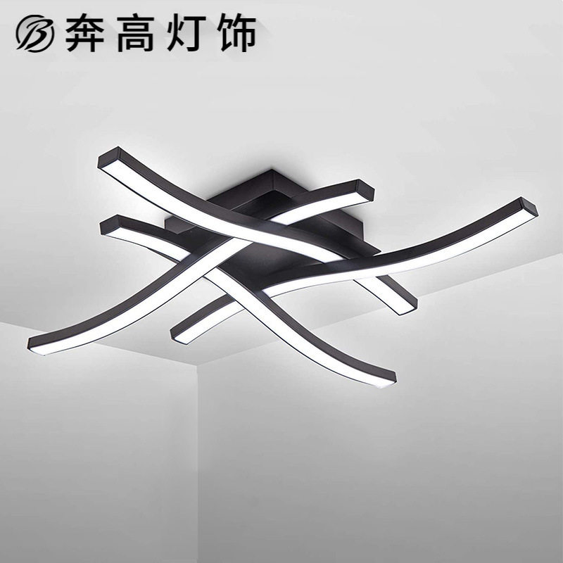 现代led吸顶灯入户门厅过道灯四叉波浪线条壁灯走廊阳台灯具跨境图片