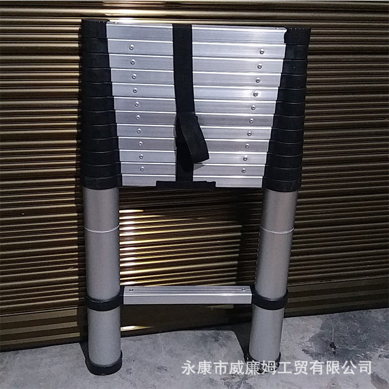 铝合金一键收缩梯子3.8米竹节升降伸缩楼梯工程梯便携梯广告用梯