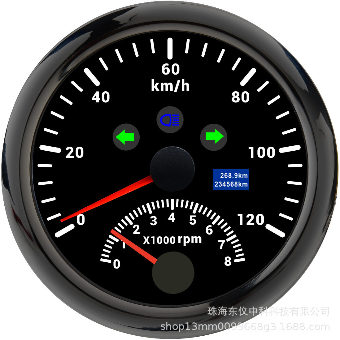 跨境热销汽车仪表85mm速度表转速二合一12V24V汽车指针速度表