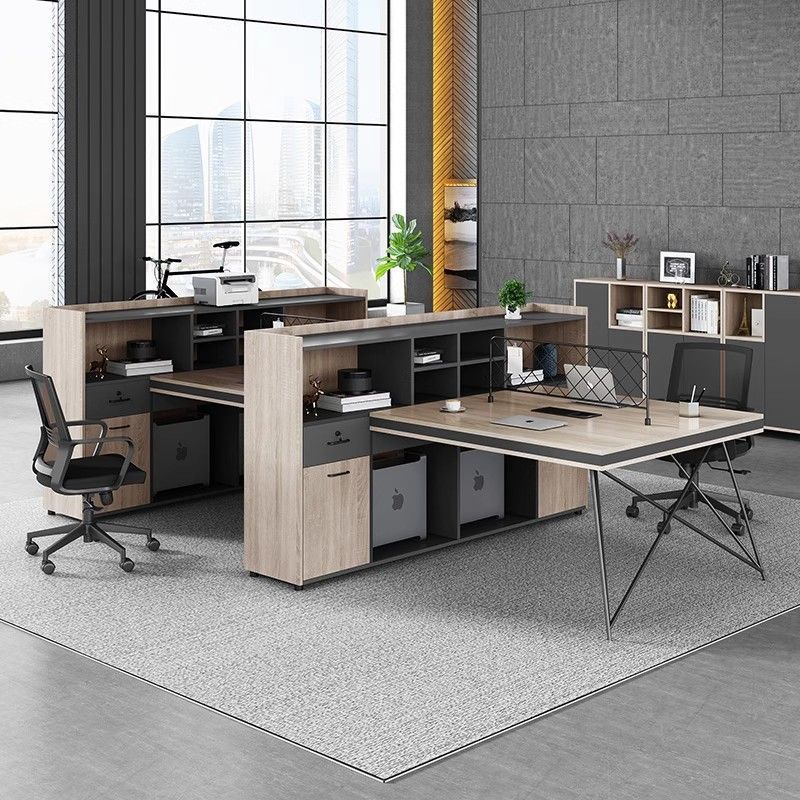 财务办公桌公司办公室职员工位双人工业风开放式家具组合矩形烤漆