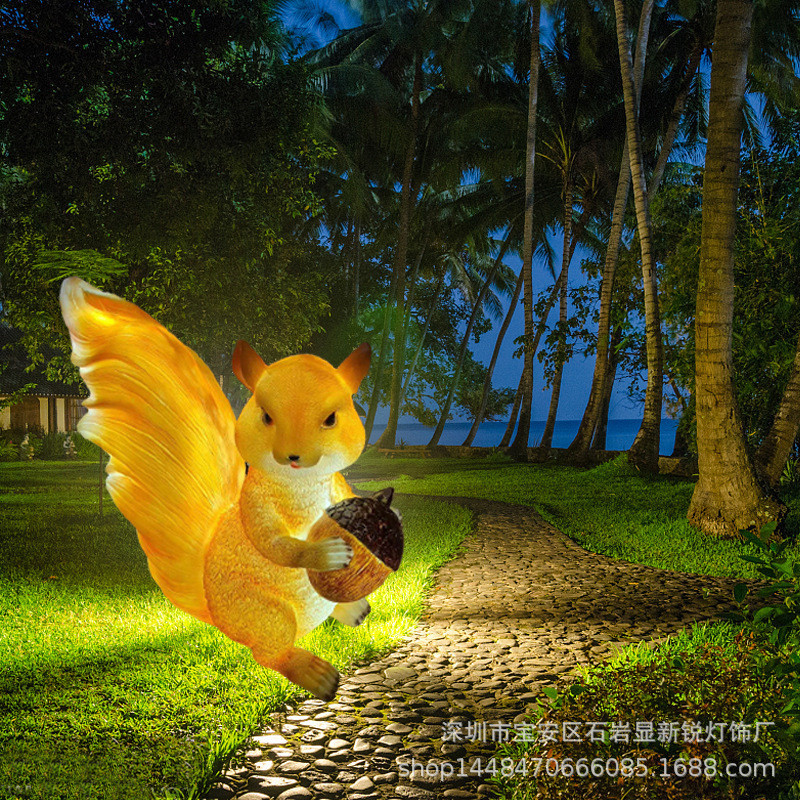 小区春节亮化led仿真松鼠树脂发光小松鼠造型灯庭院草坪装饰摆件