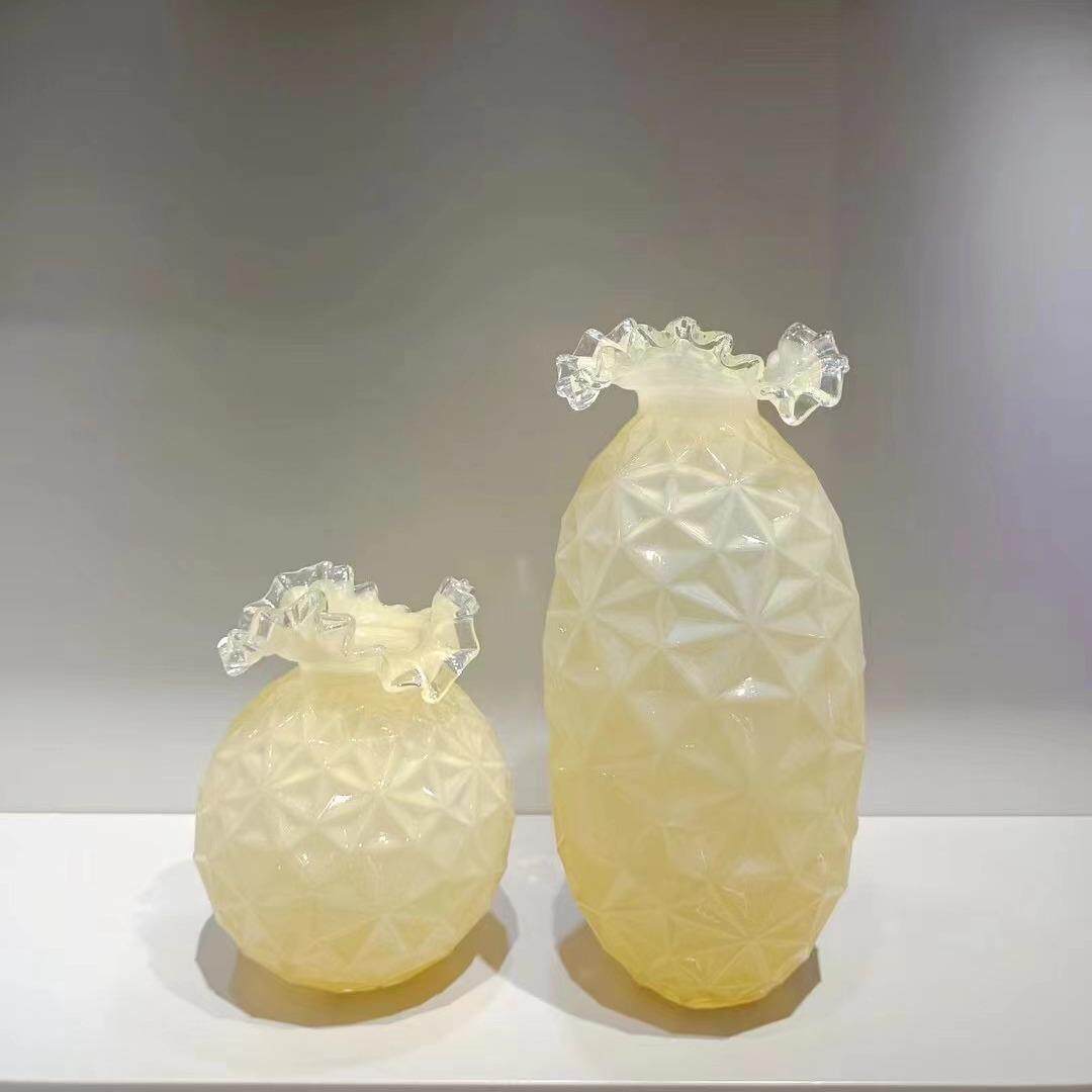 琉璃花瓶摆件客厅插花轻奢风餐桌玄关厚重玻璃透明水养花器摆件装
