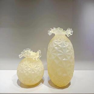 琉璃花瓶摆件客厅插花轻奢风餐桌玄关厚重玻璃透明水养花器摆件装