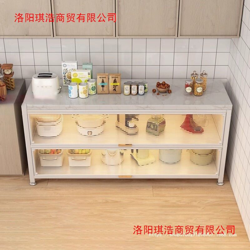 岩板厨房多层带门微波炉置物架