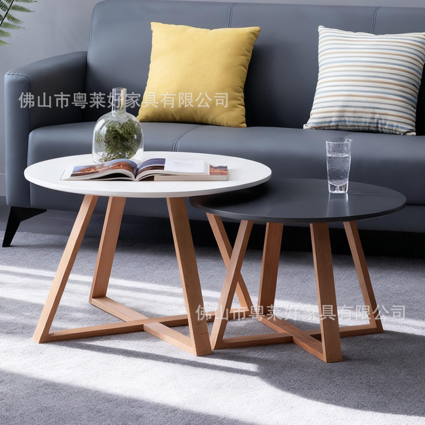 北欧简约圆形防渗透易打理茶几