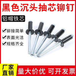 黑色抽芯沉头圆头铆钉装 M6.4拉钉铝铆钉 潢铁芯铆钉M2.4