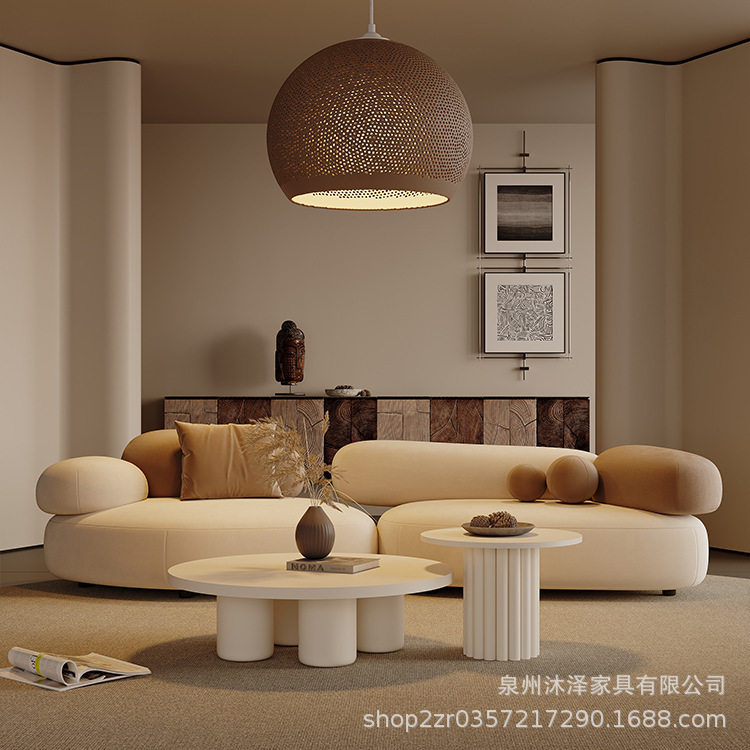 奶油风布艺鹅卵石沙发组合家用小沙发商铺民宿网红创意接待沙发椅