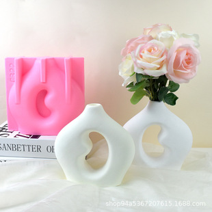 diy花盆摆件模具ins风 石膏水泥模 新款 创意不规则扭曲花瓶模具