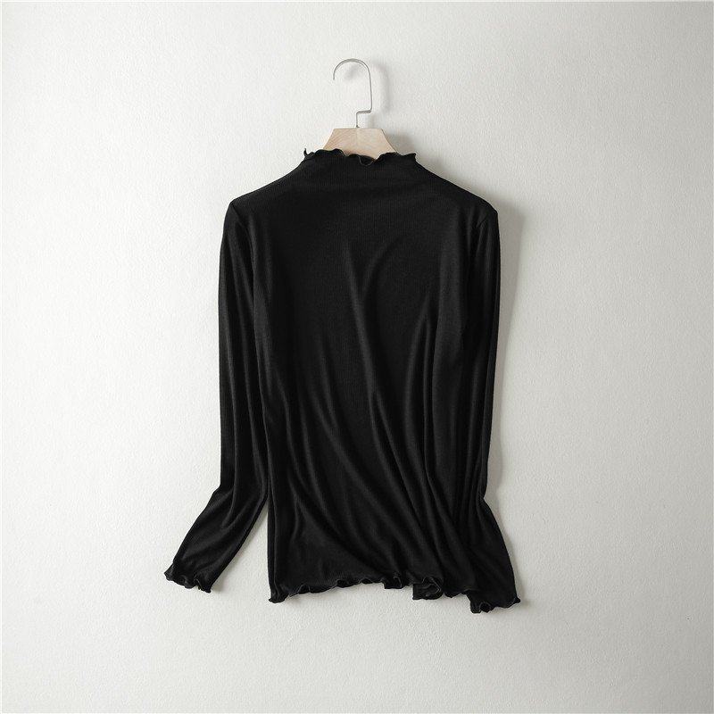 春秋新款半高领内搭莫代尔打底衫修身薄纯色上衣木耳领长袖T恤女,女装/女士精品,T恤,淘宝优惠券,粉丝福利购,淘宝优惠卷