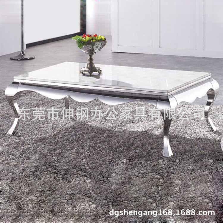 时尚钢化玻璃茶几简约客厅电视柜不锈钢桌架组合办公家具