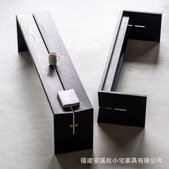 现代简约实木家用户型黑色长条凳子创意蝴蝶结换鞋凳床尾凳餐椅凳