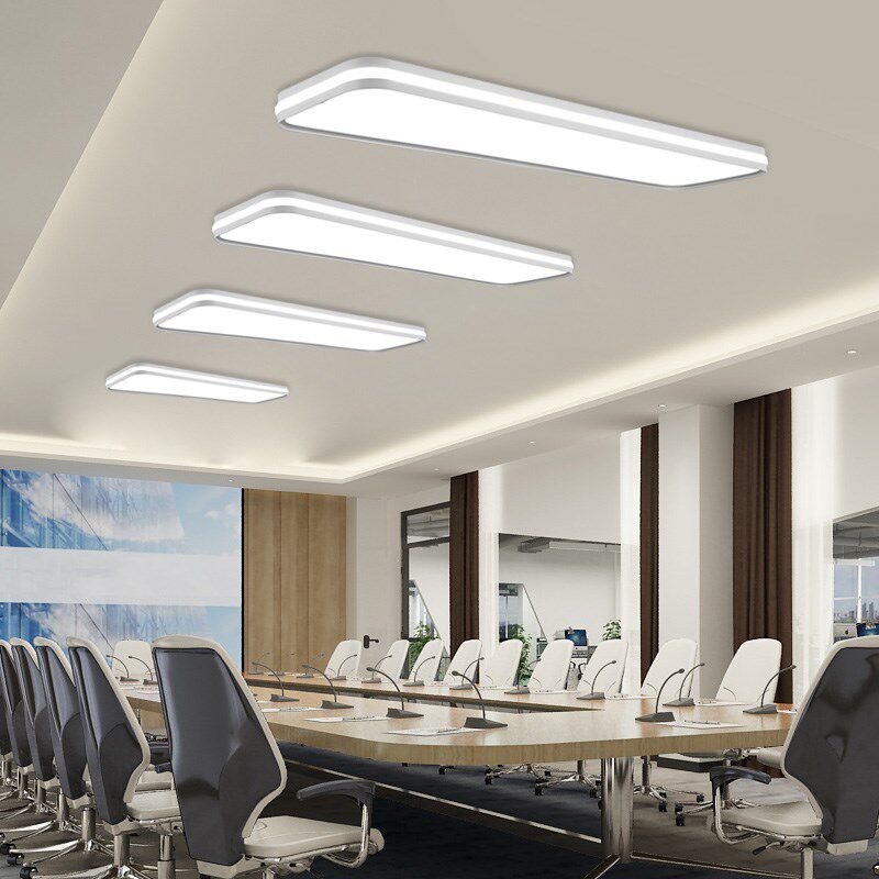 简约led吸顶灯长条形办公室超市汽车美容店瑜伽会所员工桌会议室