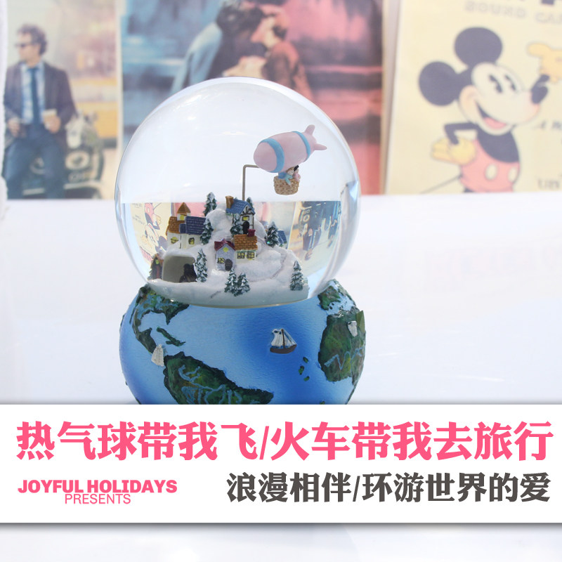 发光音乐盒旋转八音盒下雪花水晶球宫崎骏女生女孩圣诞节生日礼物