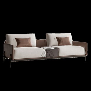 精选意式极简轻奢售楼处接待会客休息区直排卡座中间夹缝边柜沙发