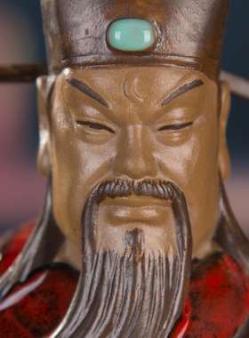 中式古典石湾陶瓷人物雕塑客厅书房办公桌摆件包公包青天领导送礼