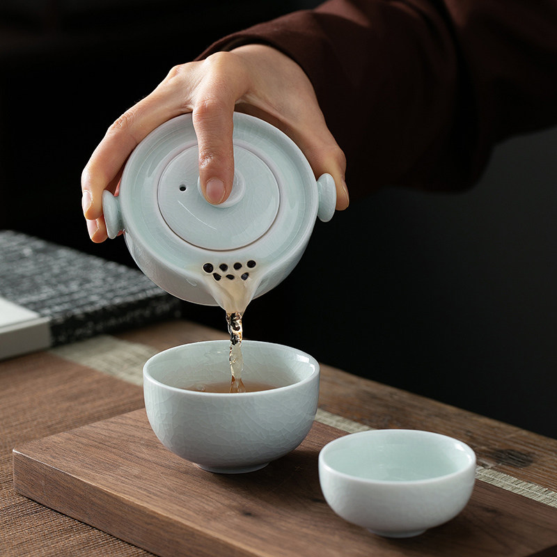 精选汝窑快客杯一壶一杯旅行茶具小套装单个人专用便携手抓泡茶壶,餐饮具,功夫茶具,淘宝优惠券,粉丝福利购,淘宝优惠卷