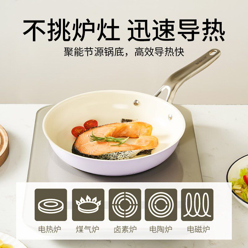 铂帝斯不锈钢不粘锅平底牛排煎锅烙饼锅家用煎蛋电磁炉燃气灶适用