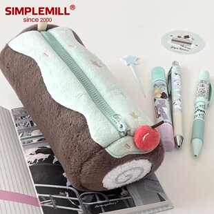 精选朴坊日稚商店瑞士卷毛绒笔袋樱桃蛋糕可爱女孩学生大容量文具