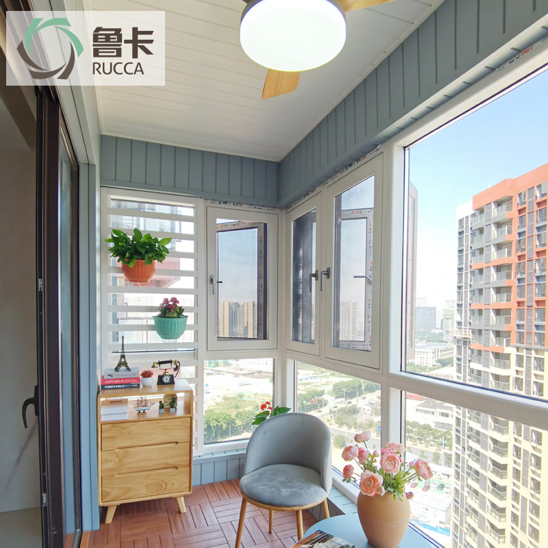 鲁卡生态墙板木阳台装饰改造茶室设计护墙板吊顶墙裙装修顶楼墙面