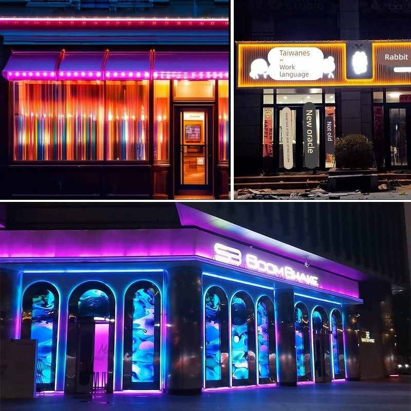 精选led七彩色变色灯带220V市政三色家用遥控节日氛围户外防水rgb