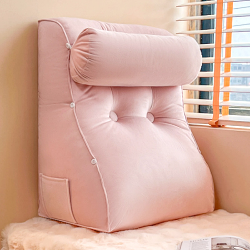 优雅粉 床头软包靠背高级感榻榻米床上靠背垫轻奢沙发抱枕可拆洗